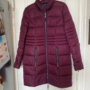 Burgundy Puffer Coat--Nuage , Size Medium